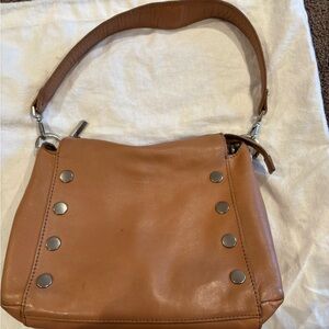 Hammitt Bryant Med Brown Leather Shoulder Bag with Silver Accents